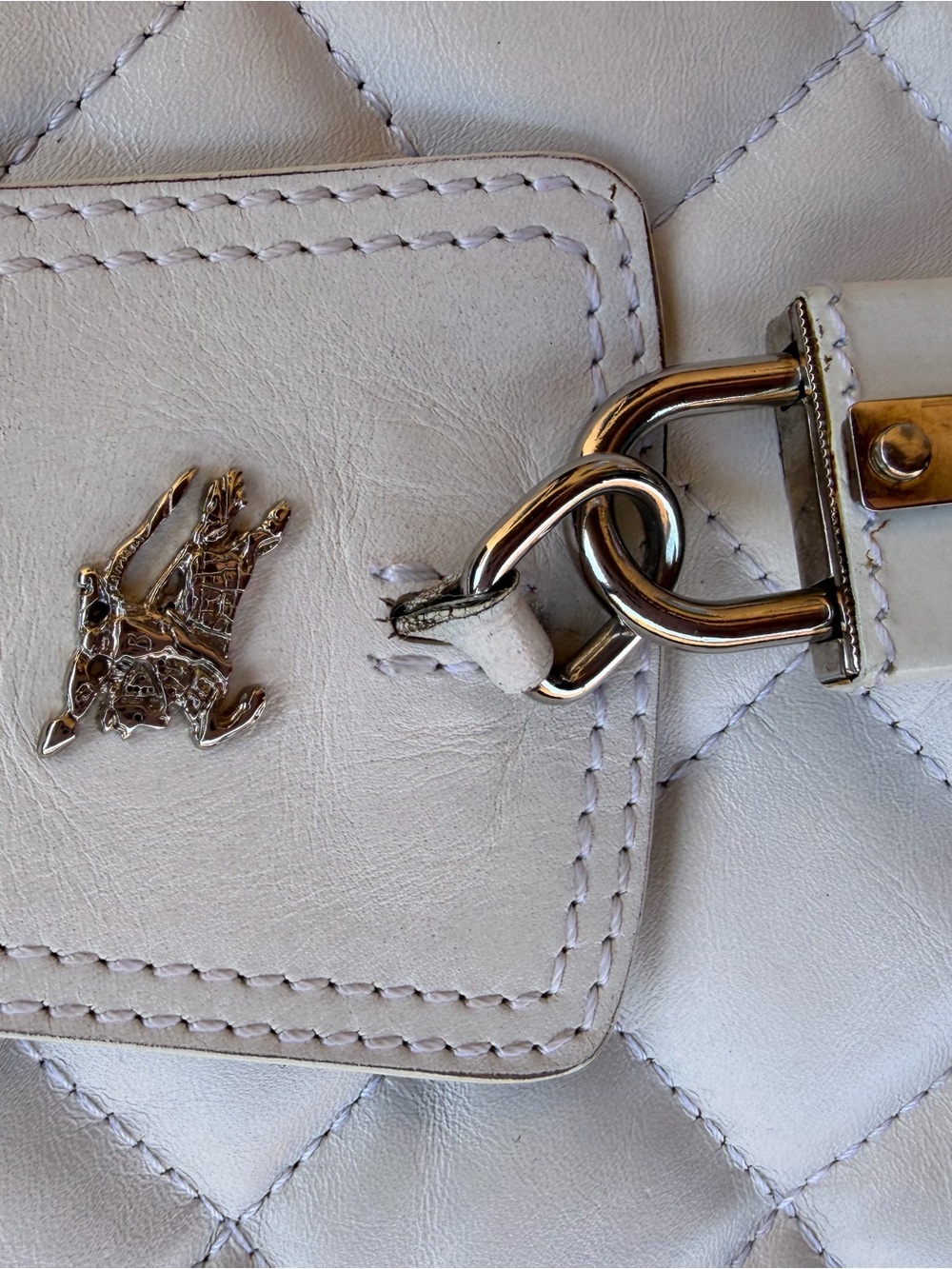 Burberry White Quilted hobo Shoulder Bag with Silver Hardware*Read Description - Picture 2 of 16